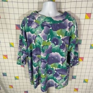 vintage Stefano all over floral print shirt w wide/boat collar 3XL plus size